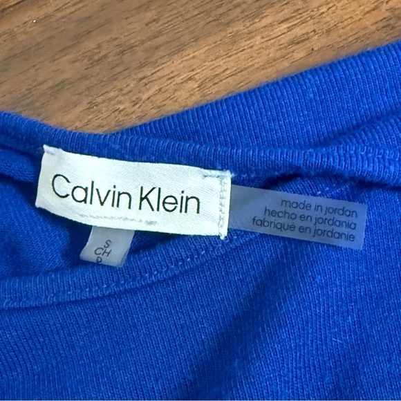 Calvin Klein Royal Blue Long Sleeve Stretch Knit Top Women’s Small Classic Tee - Picture 6 of 9